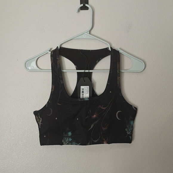 Disturbia Rosanella Floral Fairy Print Racerback Athleisure Sports Bra - Picture 2 of 9